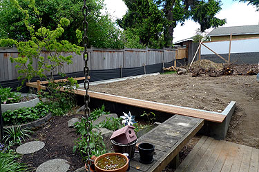 Retaining Wall and Wood Bench